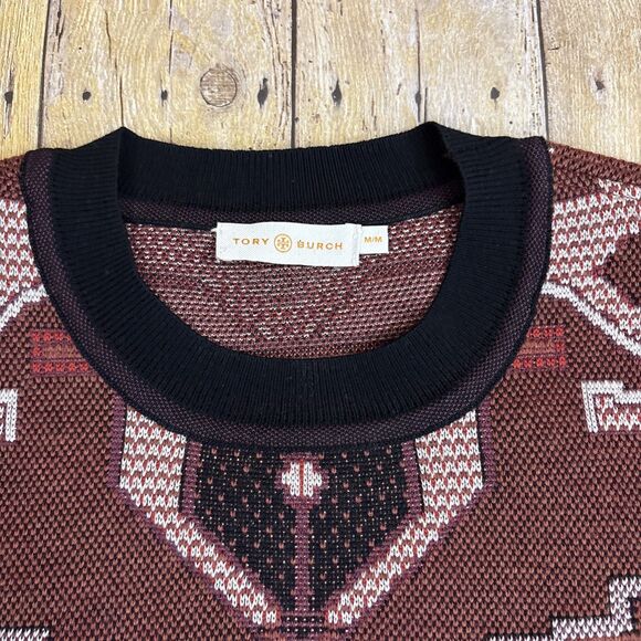 Tory Burch Sweater Womens Medium Wool Viscose Aztec Southwestern - Picture 4 of 8